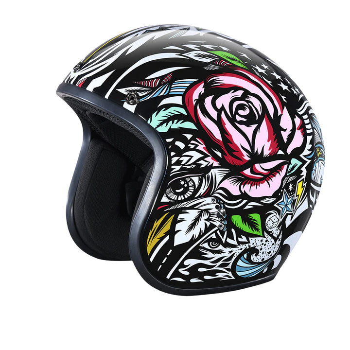 Daytona Helmets D.O.T. Cruiser Helmet - Tribal - Front Left Side View without Visor