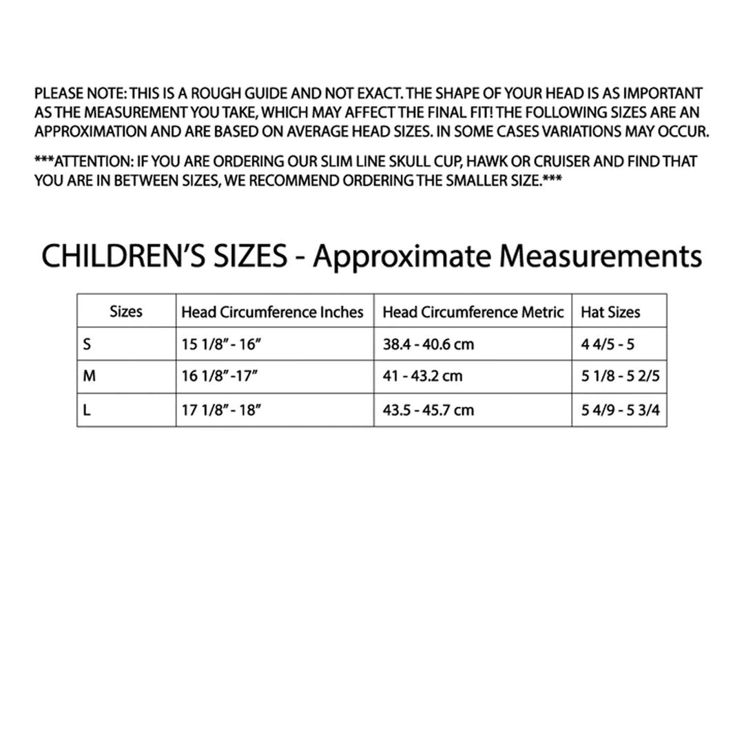 Daytona Youth Helmet Size Chart by Head Circumference Measurements: YSM (youth small) fits 38.4 cm to 40.6 cm; YMD (youth medium) fits 41 cm to 43.2 cm; YLG (youth large) fits 43.5 cm to 45.7 cm