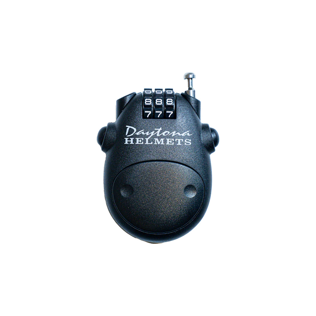 Daytona Helmets Retractable Cable Helmet Lock - Front View with Cable Retracted