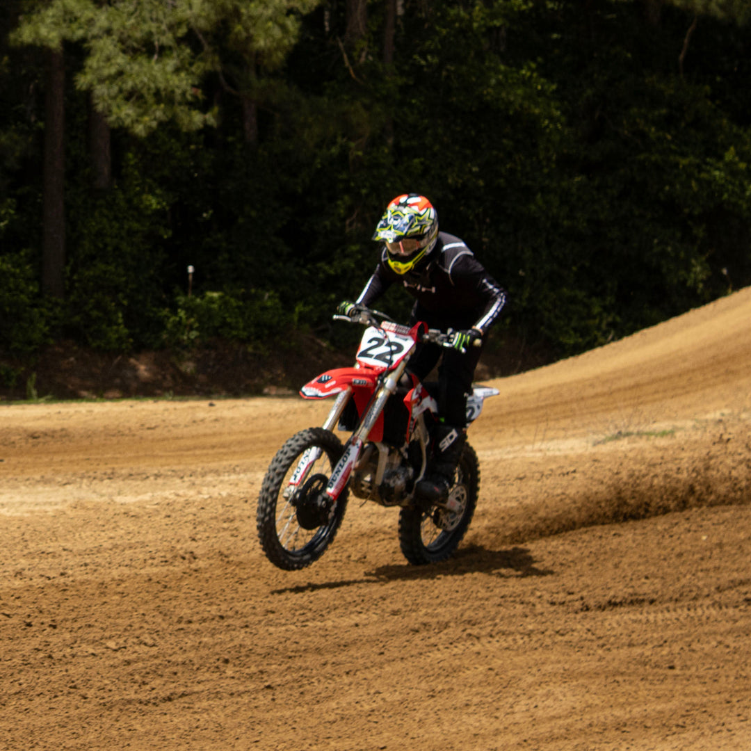 Our expert, Mike, making the landing on his '23 CRF450R