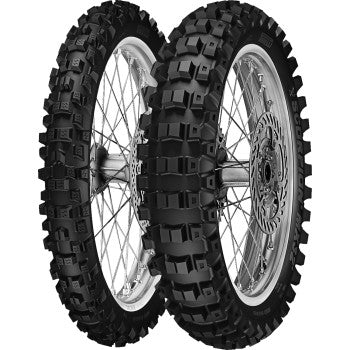 Pirelli Scorpion MX32 Mid Hard Tire - Angled Side View of Front and Rear