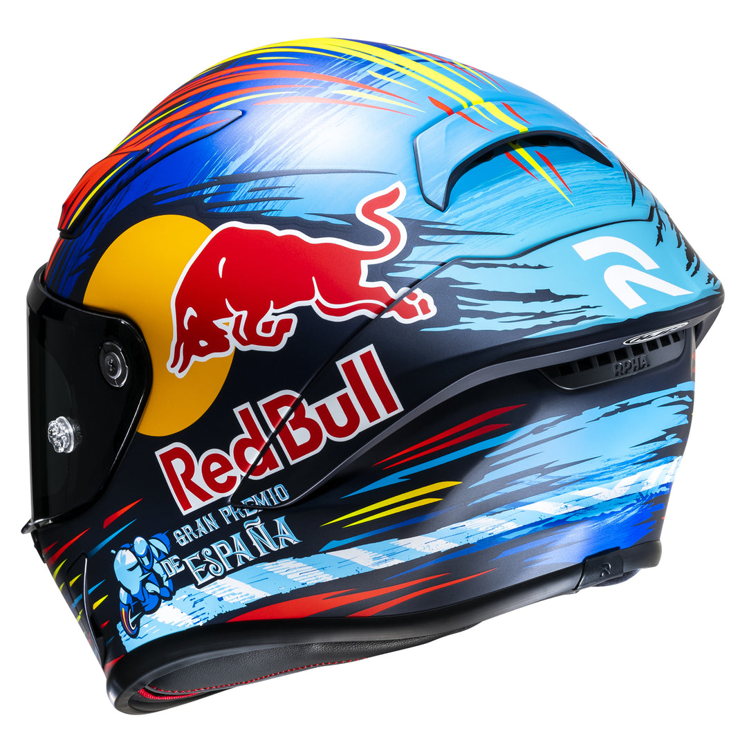 HJC RPHA 1N Jerez Red Bull Helmet MC-21SF - Rear Left Side View