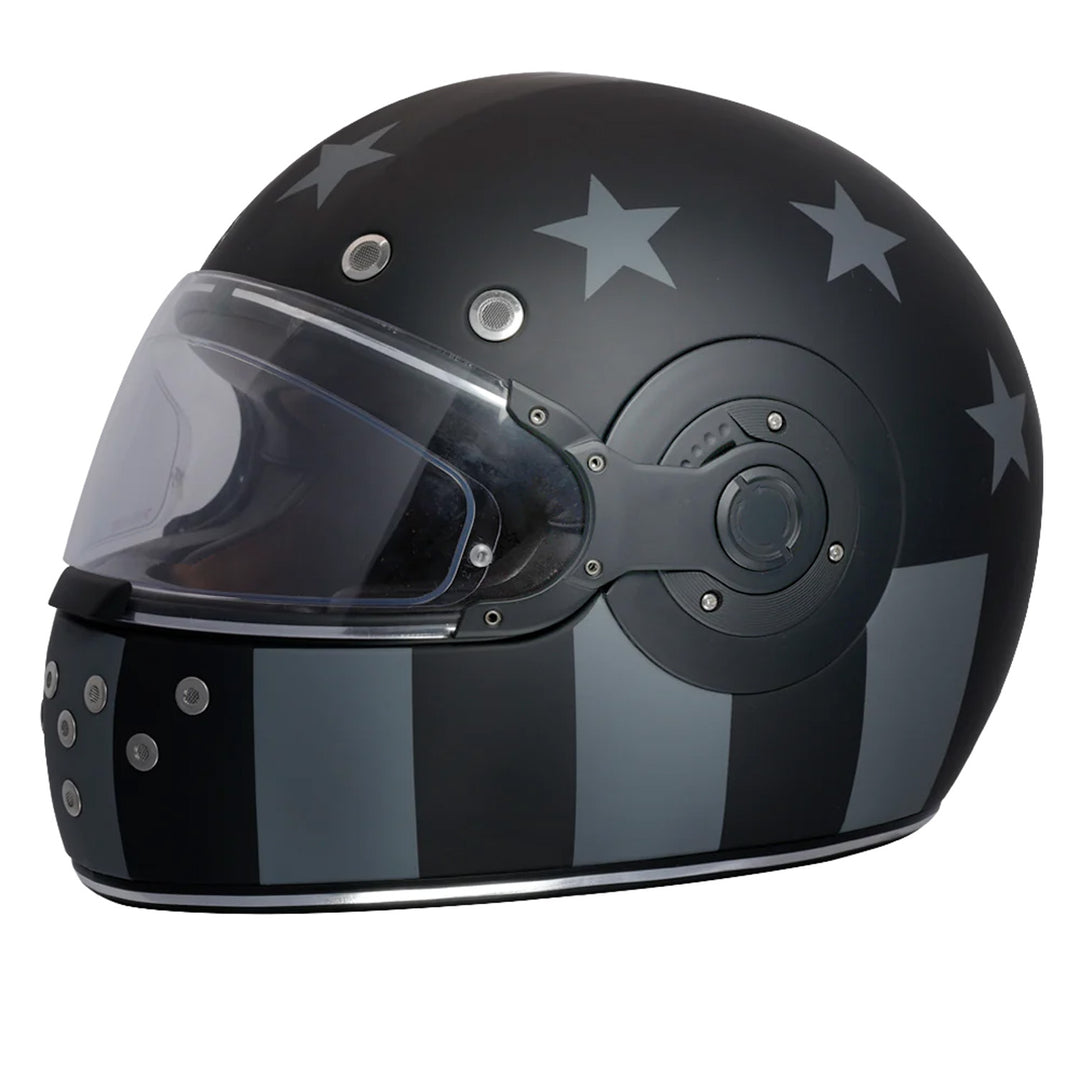 Daytona Helmets D.O.T. Retro Helmet - Captain America Stealth - Front Left Side View