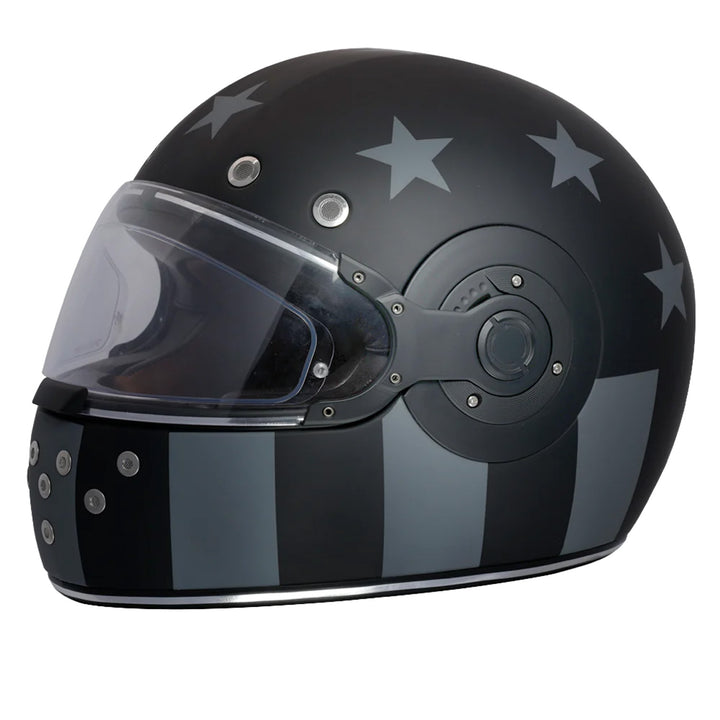 Daytona Helmets D.O.T. Retro Helmet - Captain America Stealth - Front Left Side View