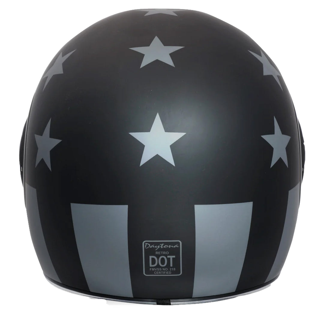 Daytona Helmets D.O.T. Retro Helmet - Captain America Stealth - Rear View