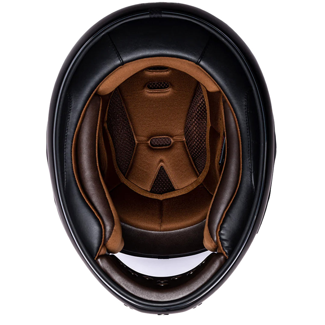 Daytona Helmets D.O.T. Retro Helmet Dull Black w/Dull Black Accents - Bottom Up View