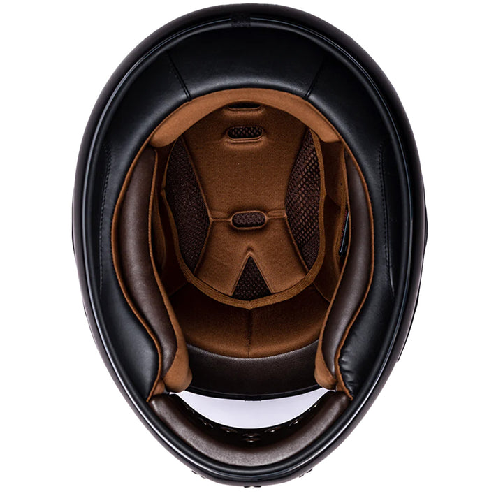 Daytona Helmets D.O.T. Retro Helmet Dull Black w/Dull Black Accents - Bottom Up View