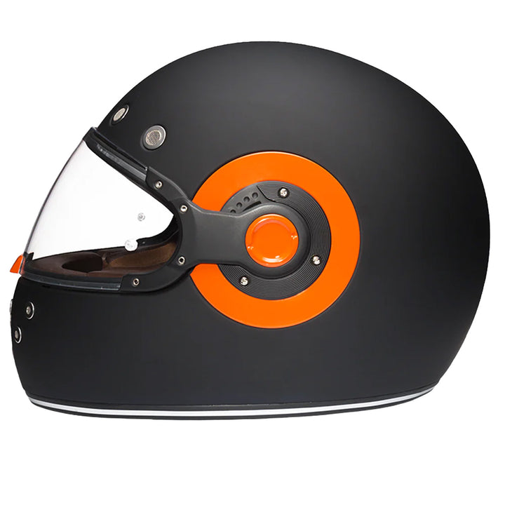 Daytona Helmets D.O.T. Retro Helmet Dull Black w/Orange Accents - Left Side View