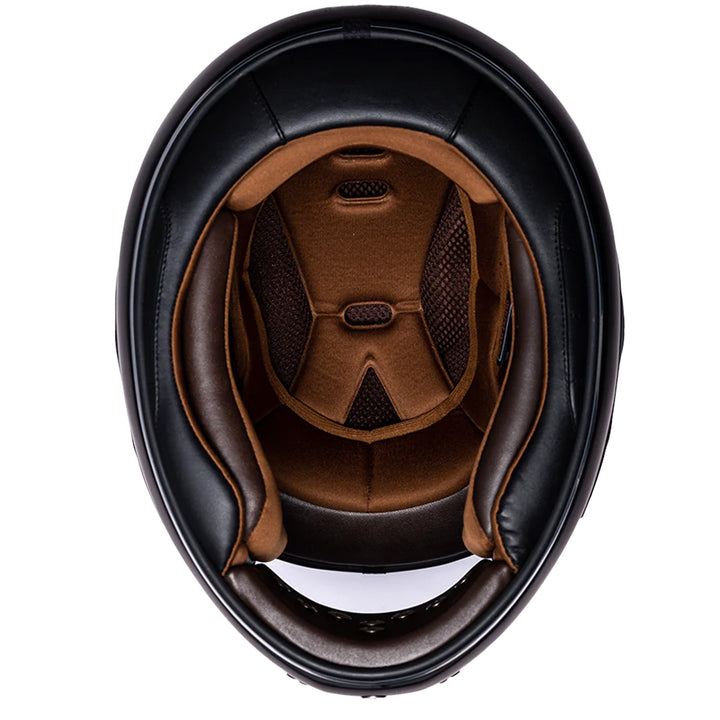 Daytona Helmets D.O.T. Retro Helmet Gloss Black w/Chrome Accents - Bottom Up View