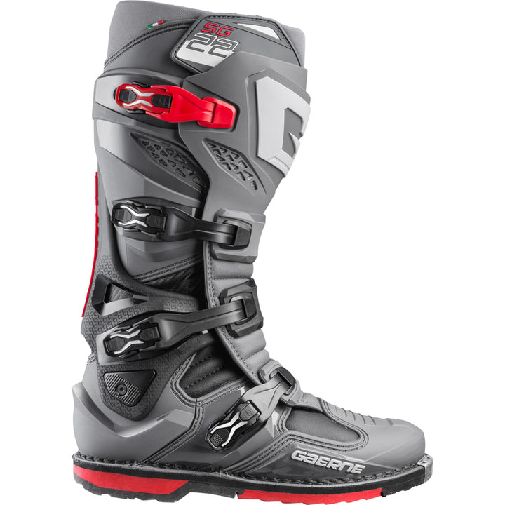 Gaerne SG-22 Boots Anthracite/Black/Red - Outer Side View
