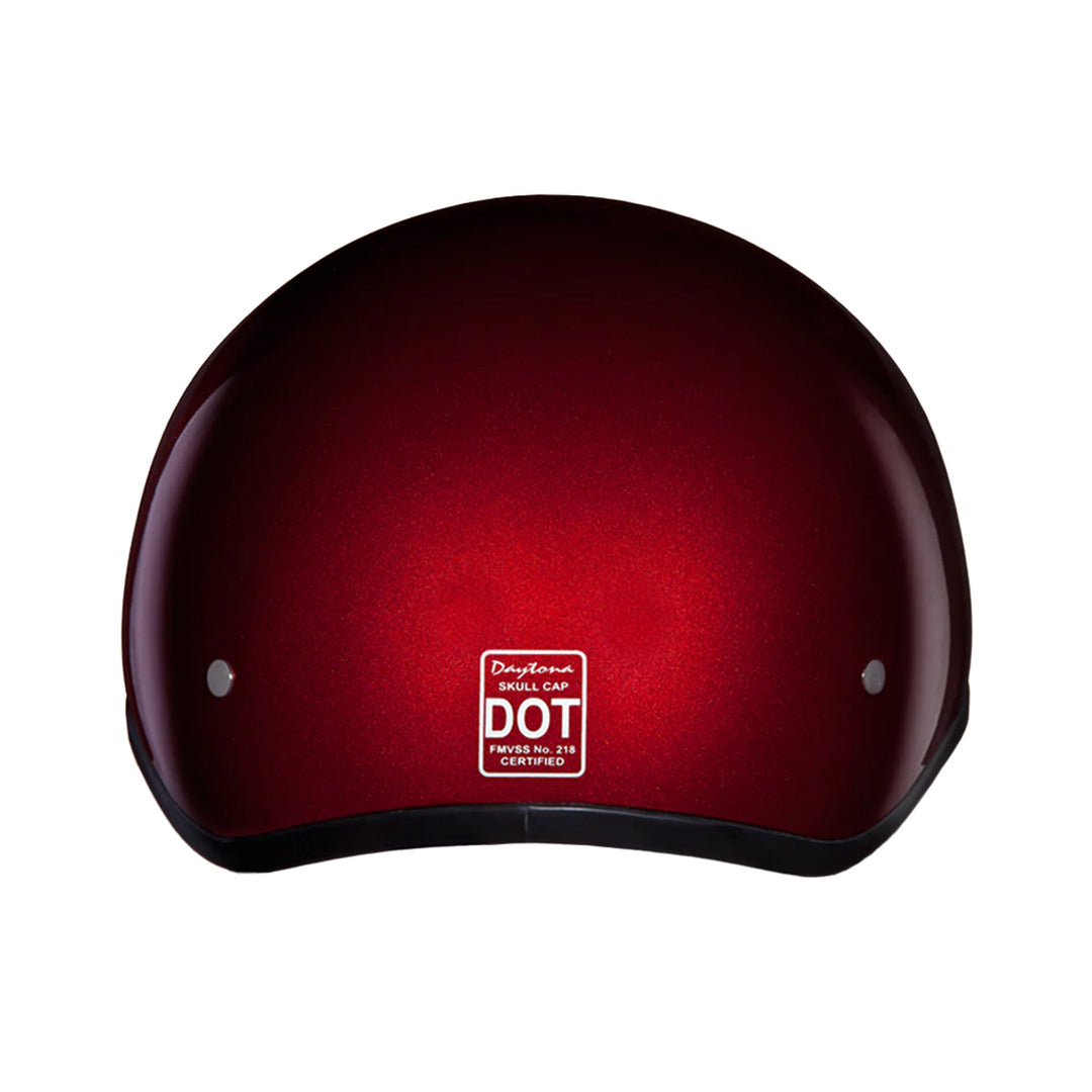 Daytona Helmets D.O.T. Skull Cap Black Cherry - Rear View