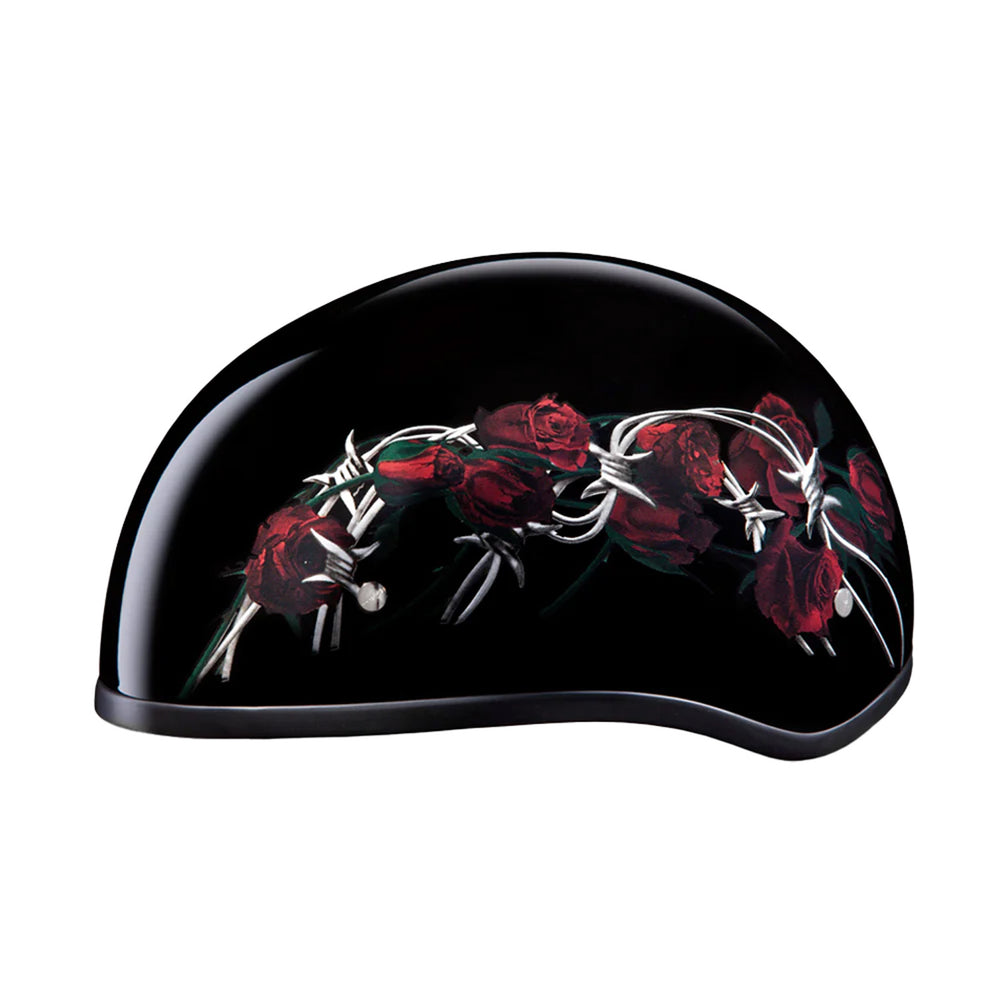 Daytona Helmets D.O.T. Skull Cap - Barbed Roses - Left Side View