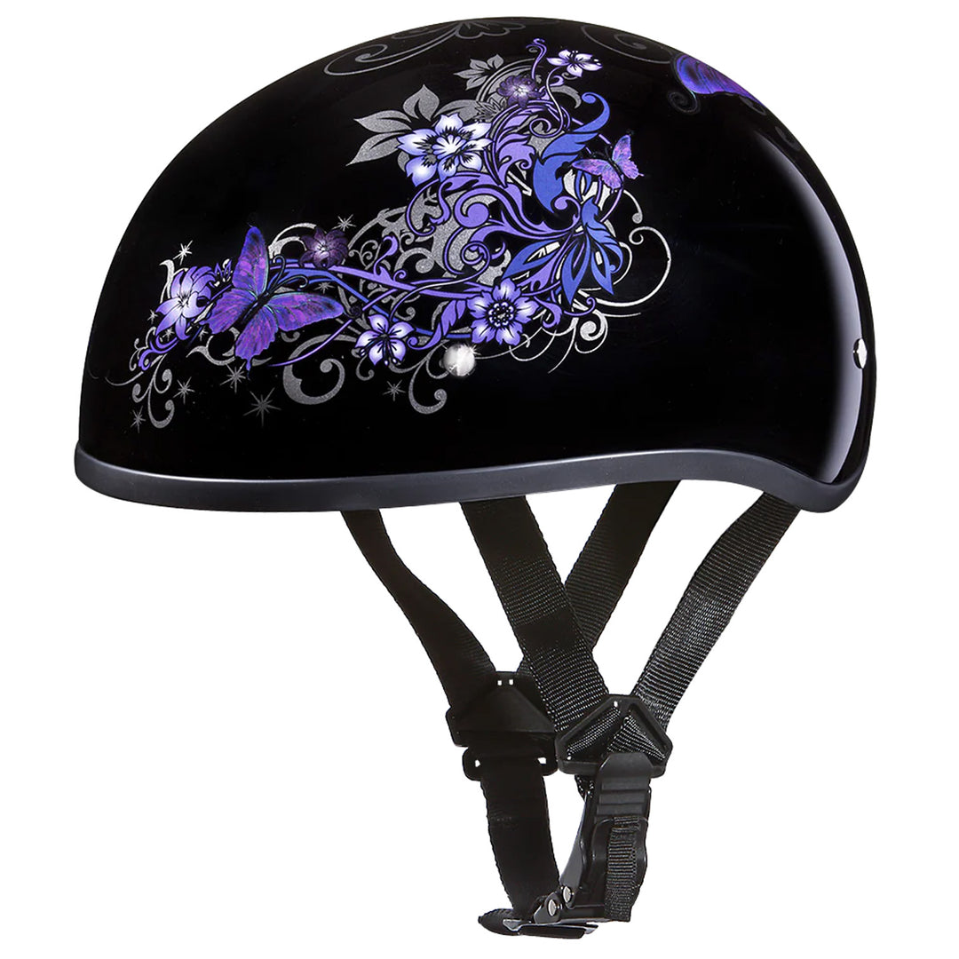 Daytona Helmets D.O.T. Skull Cap - Butterfly - Front Left Side View