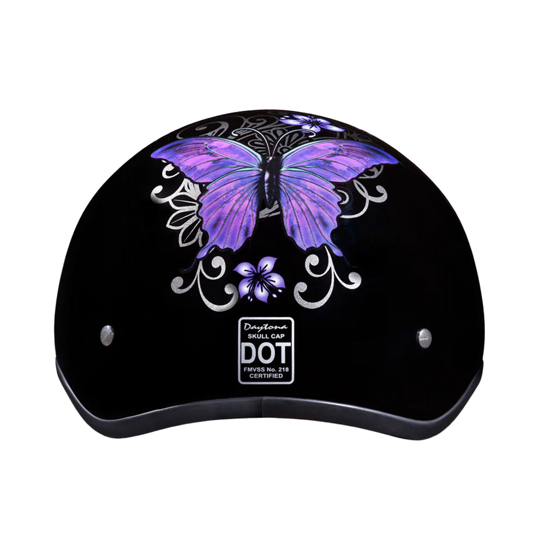 Daytona Helmets D.O.T. Skull Cap - Butterfly - Rear View