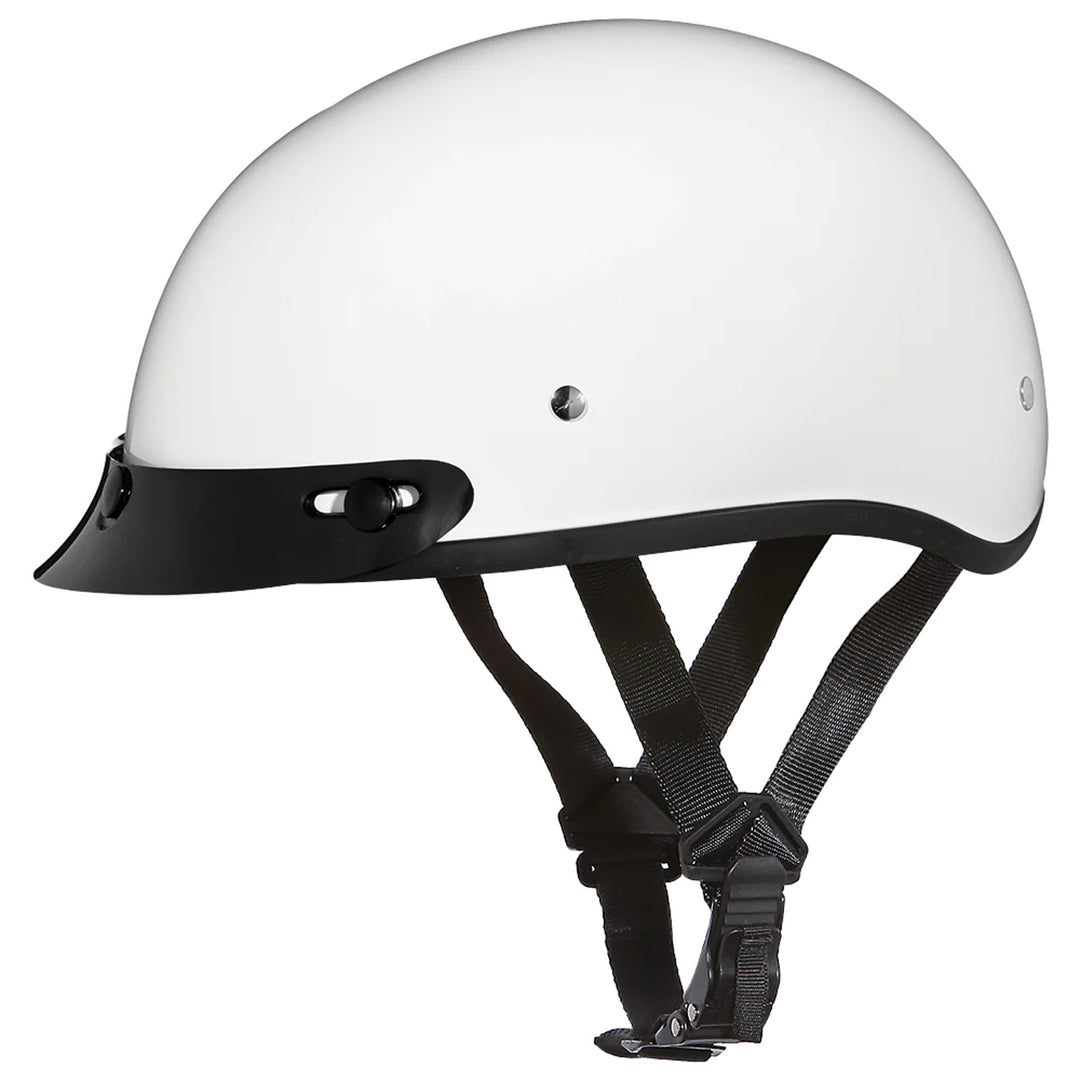 Daytona Helmets D.O.T. Skull Cap Gloss White - Front Left Side View