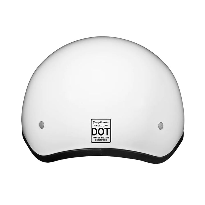 Daytona Helmets D.O.T. Skull Cap Gloss White - Rear View