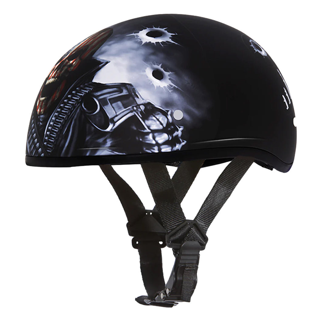 Daytona Helmets D.O.T. Skull Cap - Come Get 'Em - Front Left Side View