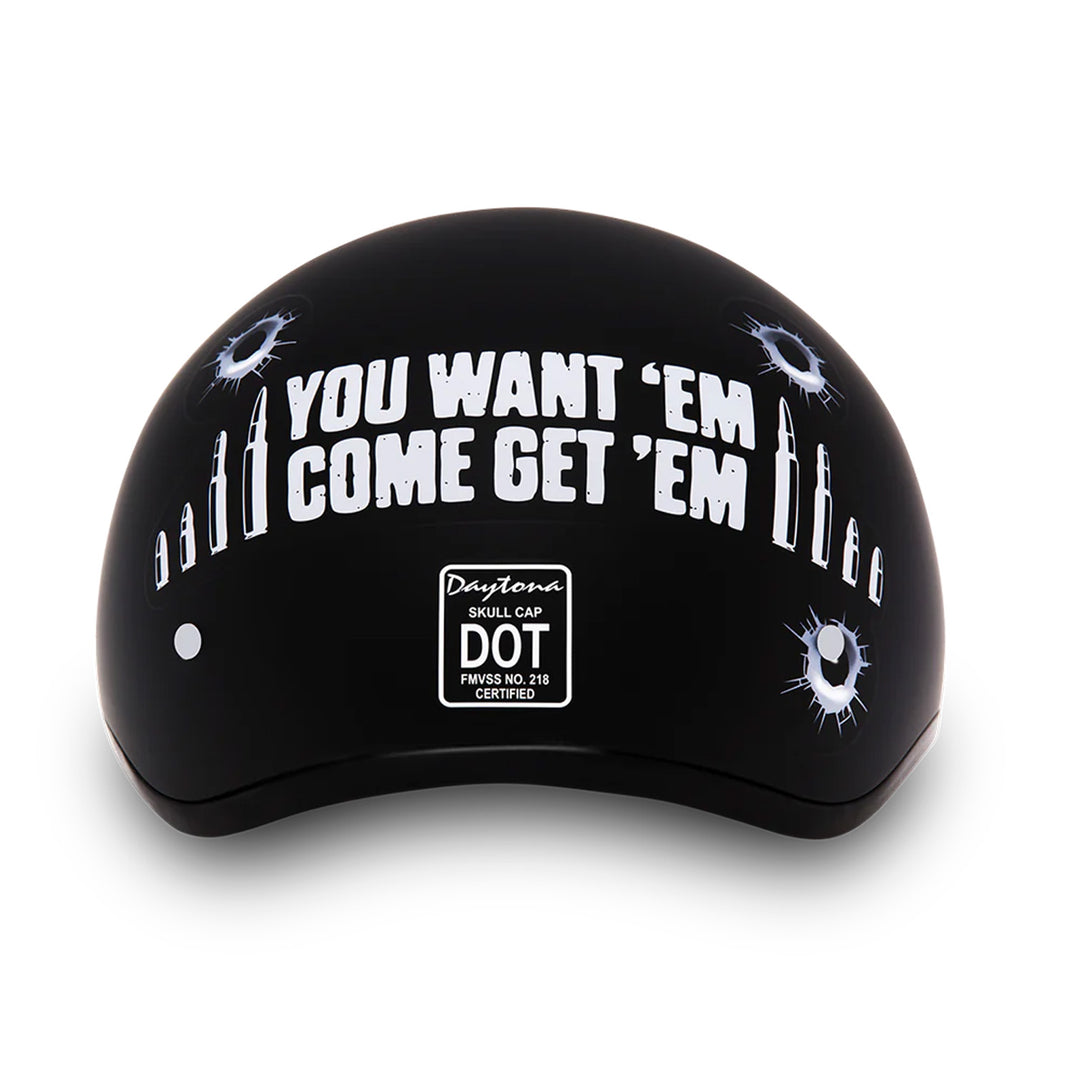 Daytona Helmets D.O.T. Skull Cap - Come Get 'Em - Rear View