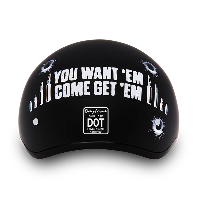 Daytona Helmets D.O.T. Skull Cap - Come Get 'Em - Rear View