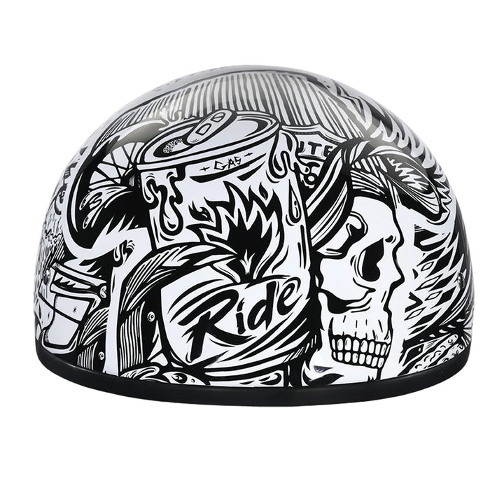 Daytona Helmets D.O.T. Skull Cap - Live Fast - Front View