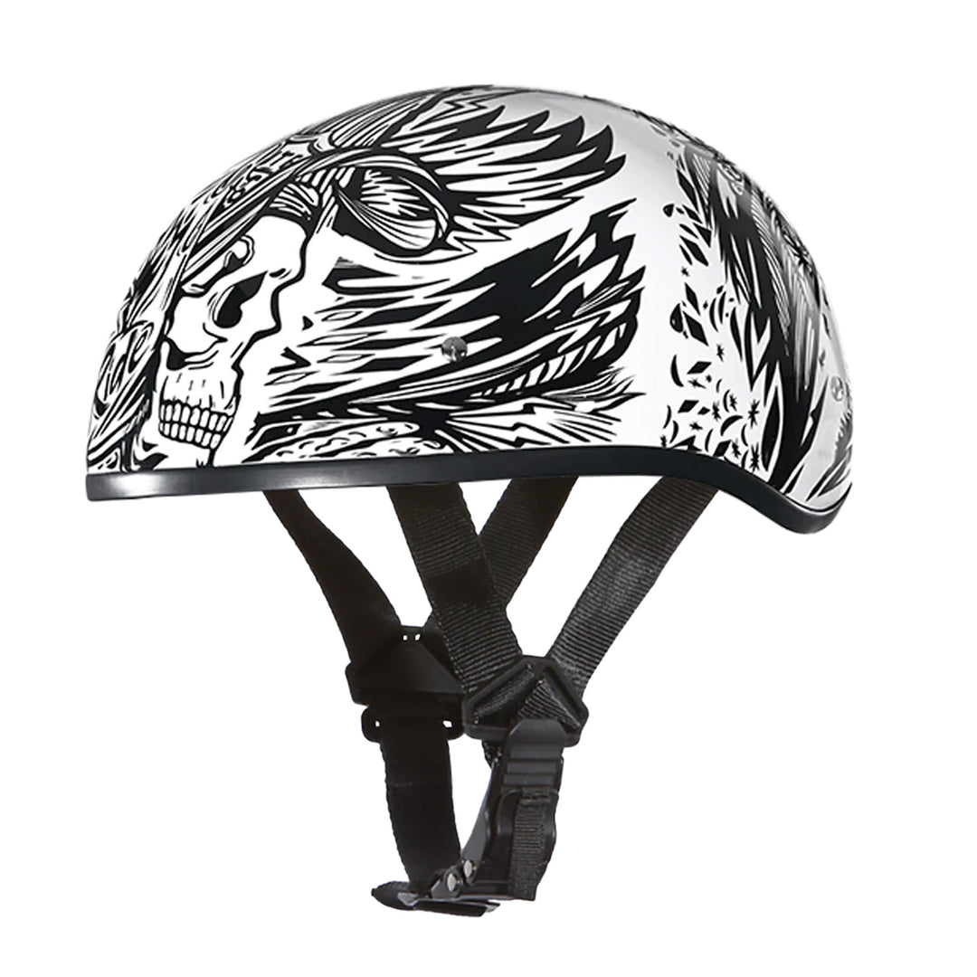 Daytona Helmets D.O.T. Skull Cap - Live Fast - Front Left Side View