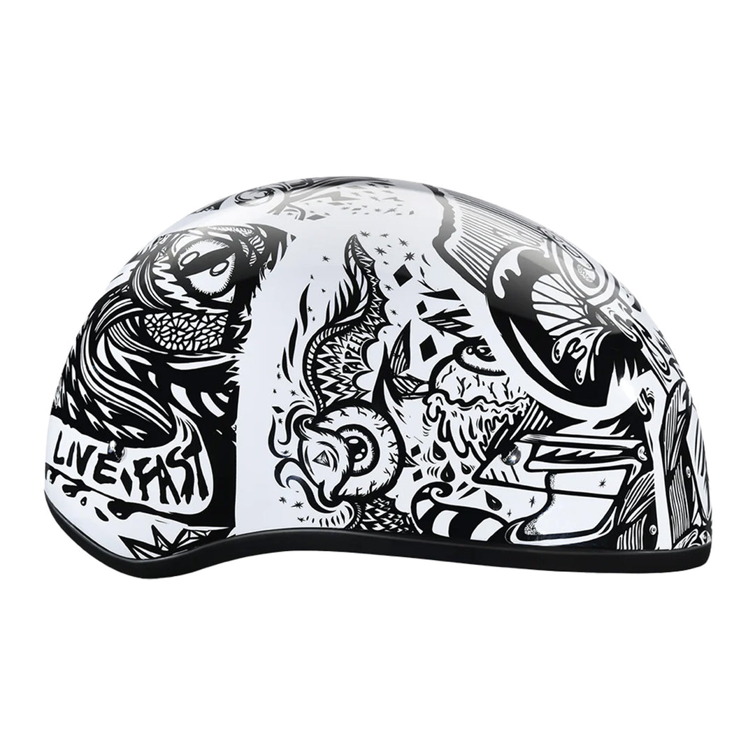 Daytona Helmets D.O.T. Skull Cap - Live Fast - Right Side View