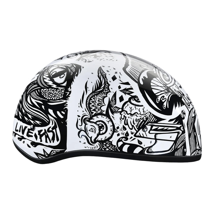 Daytona Helmets D.O.T. Skull Cap - Live Fast - Right Side View