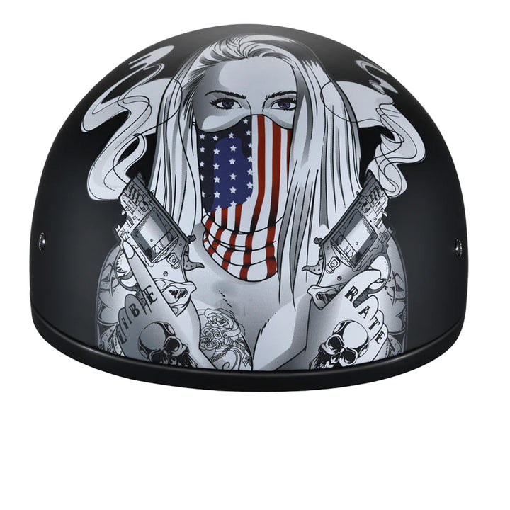 Daytona Helmets D.O.T. Skull Cap - Make 'Em Pay - Front View