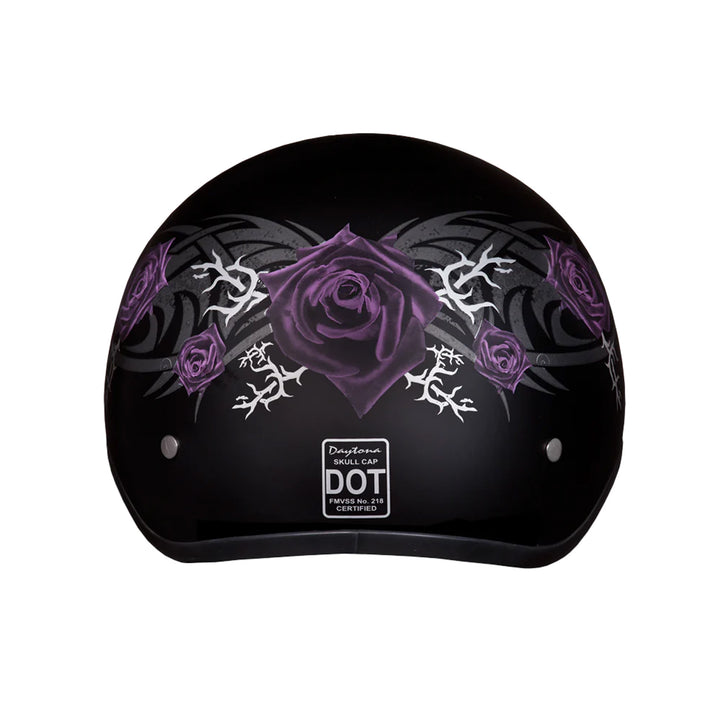 Daytona Helmets D.O.T. Skull Cap - Purple Rose - Rear View