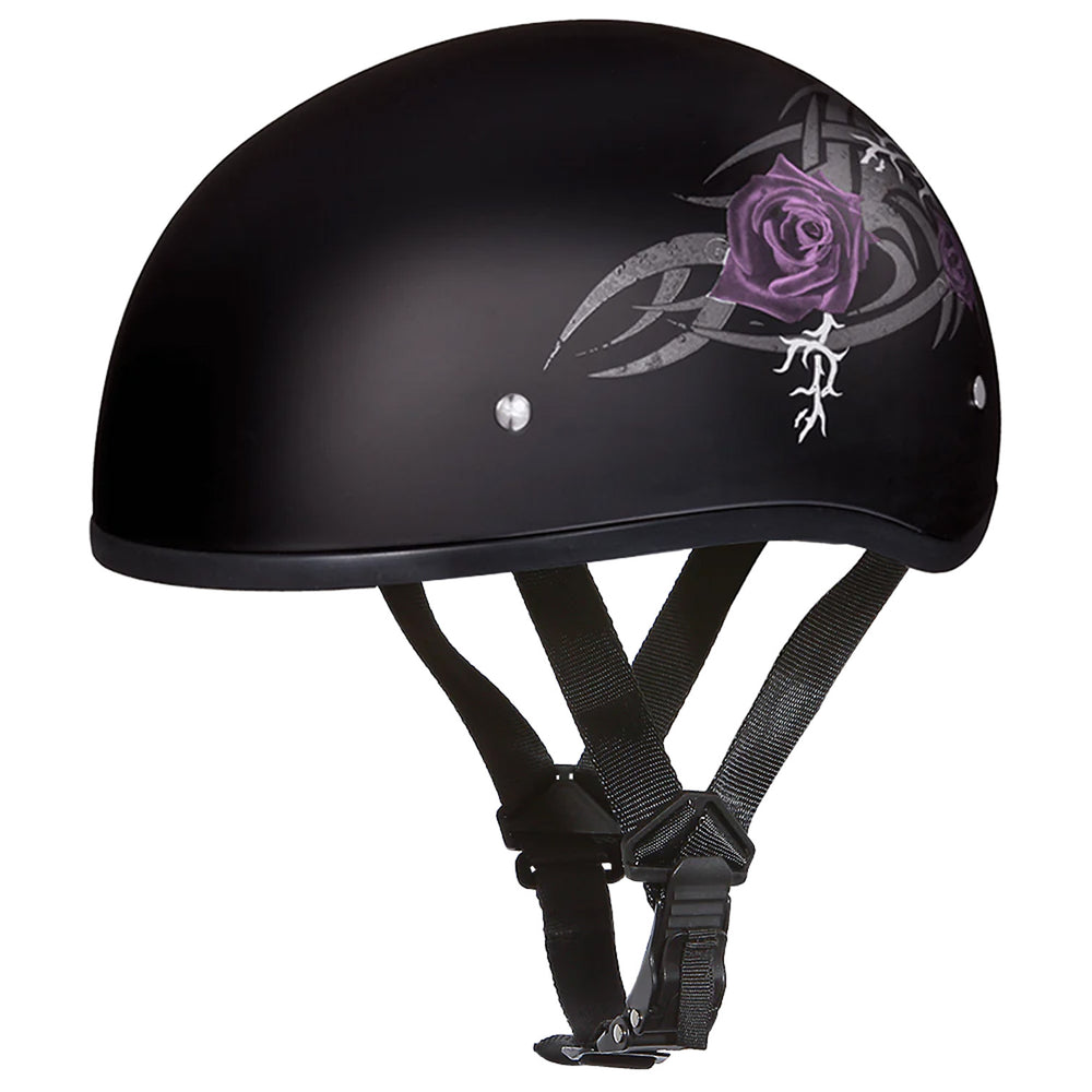 Daytona Helmets D.O.T. Skull Cap - Purple Rose - Front Left Side View