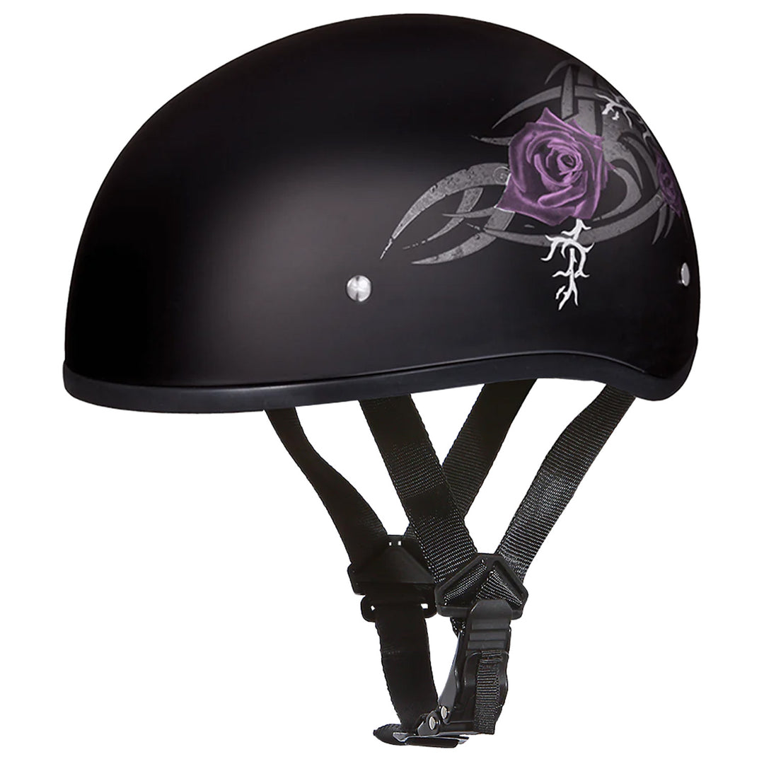 Daytona Helmets D.O.T. Skull Cap - Purple Rose - Front Left Side View