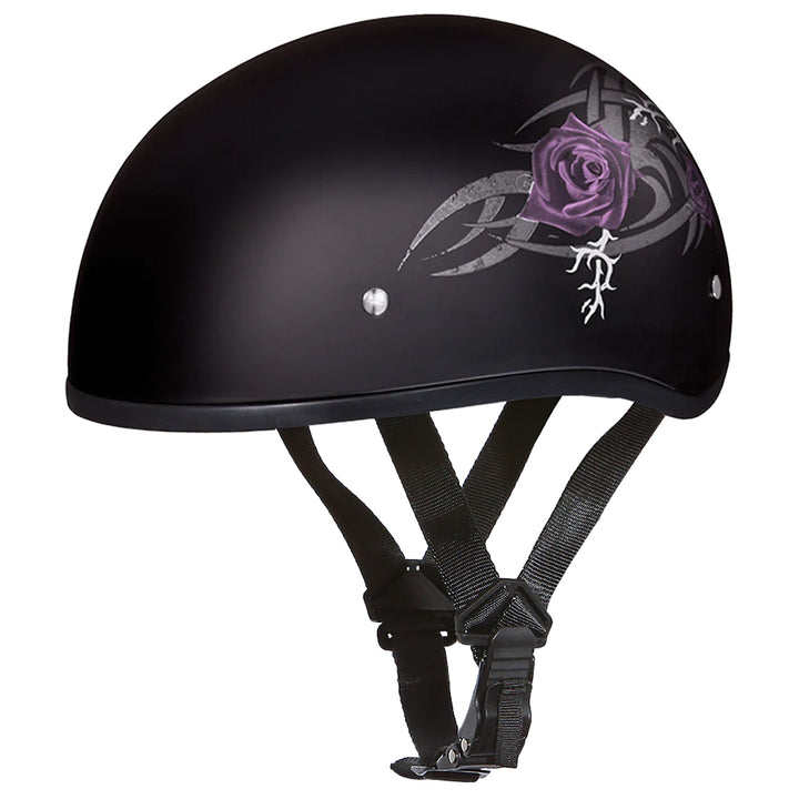 Daytona Helmets D.O.T. Skull Cap - Purple Rose - Front Left Side View