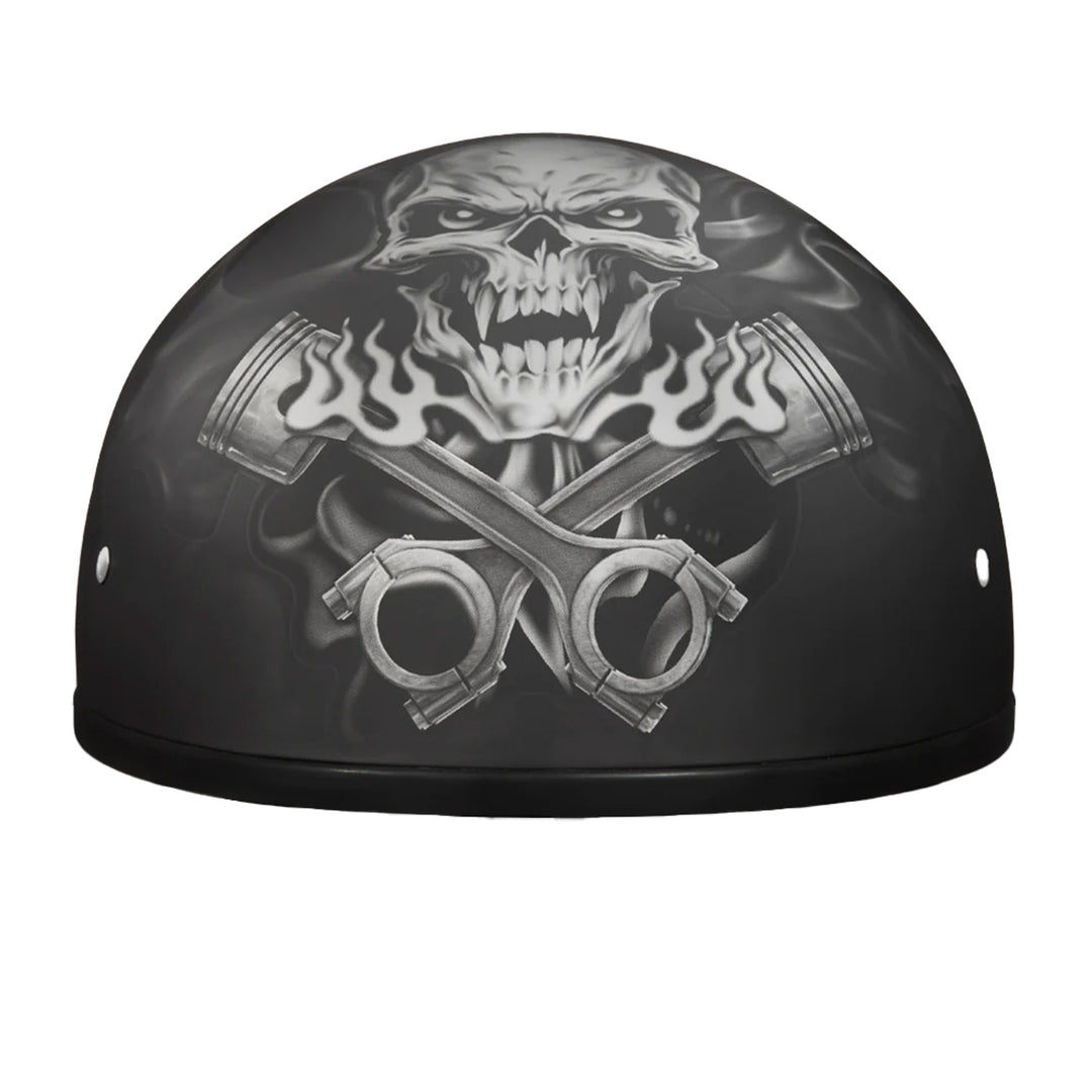 Daytona Helmets D.O.T. Skull Cap - Pistons Skull - Front View
