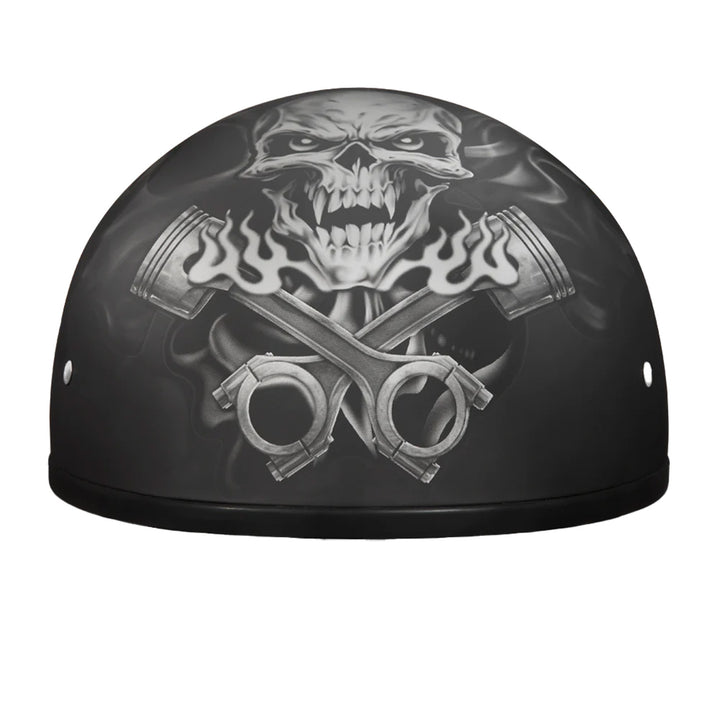 Daytona Helmets D.O.T. Skull Cap - Pistons Skull - Front View