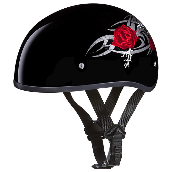 Daytona Helmets D.O.T. Skull Cap - Rose - Front Left Side View
