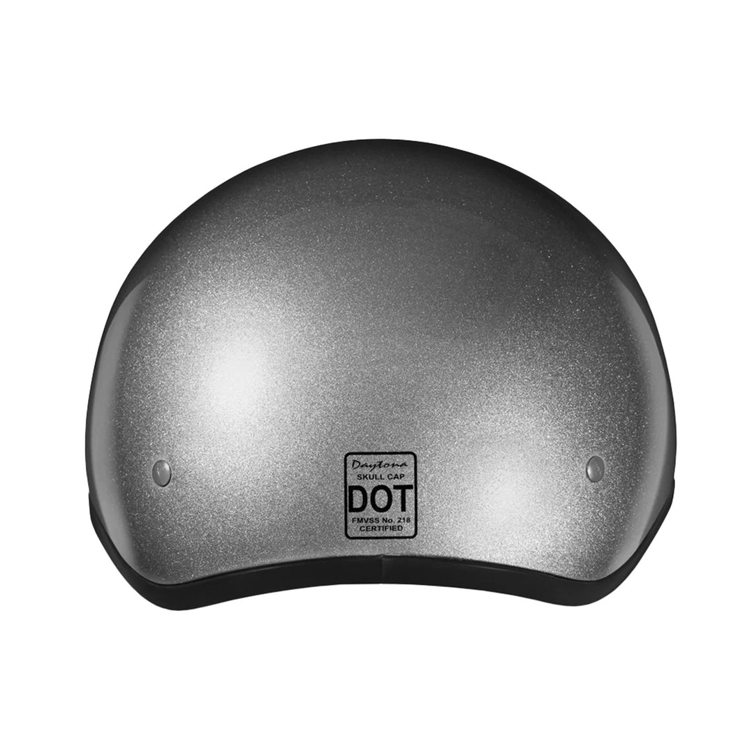 Daytona Helmets D.O.T. Skull Cap Silver Metallic - Rear View