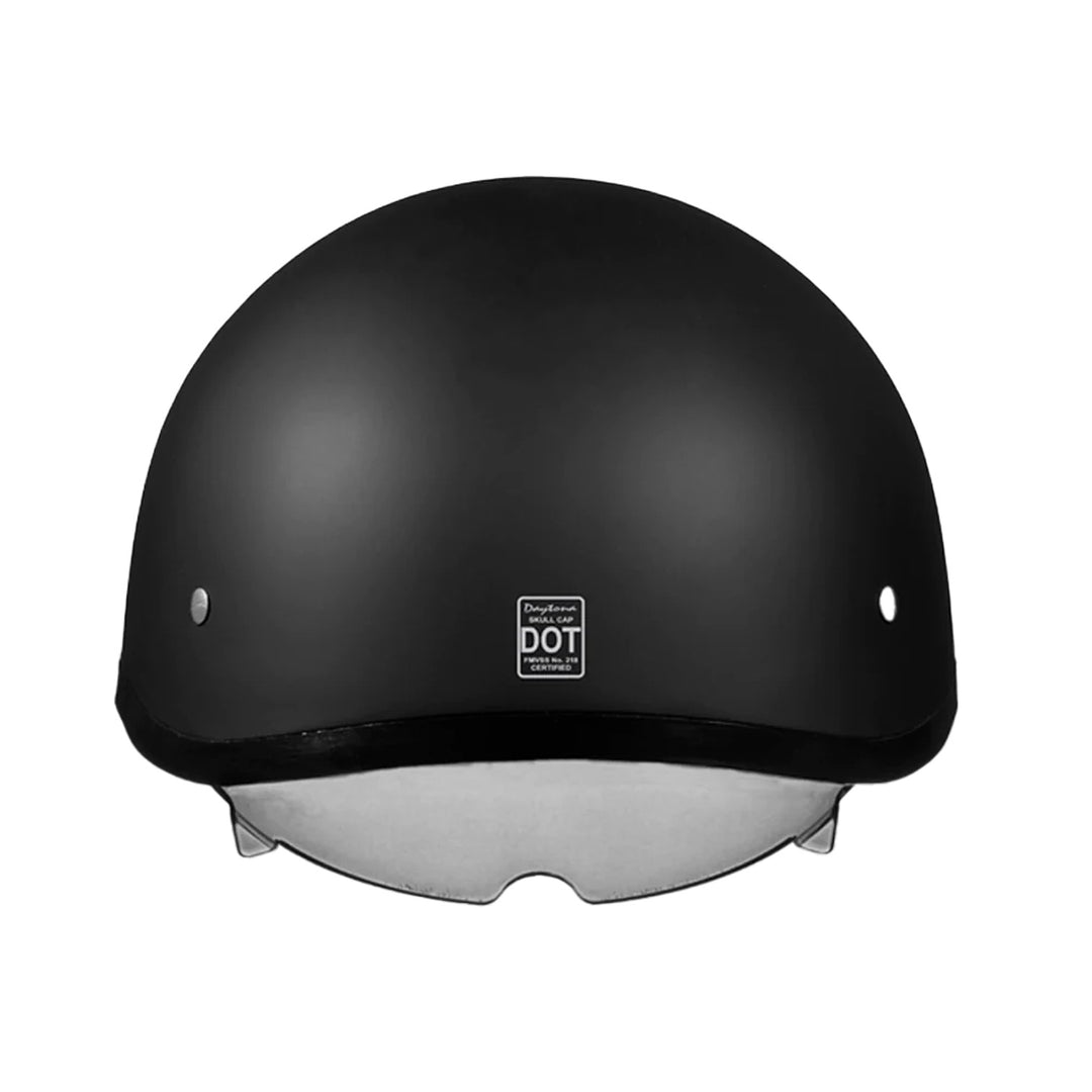 Daytona Helmets D.O.T. Skull Cap w/ Inner Shield Dull Black - Rear View