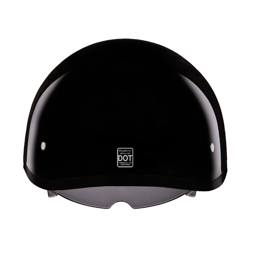 Daytona Helmets D.O.T. Skull Cap w/ Inner Shield Gloss Black - Rear View