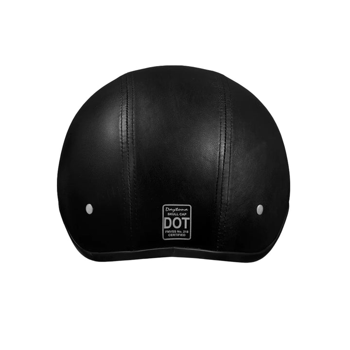 Daytona Helmets D.O.T. Skull Cap - Leather Covered - Rear View
