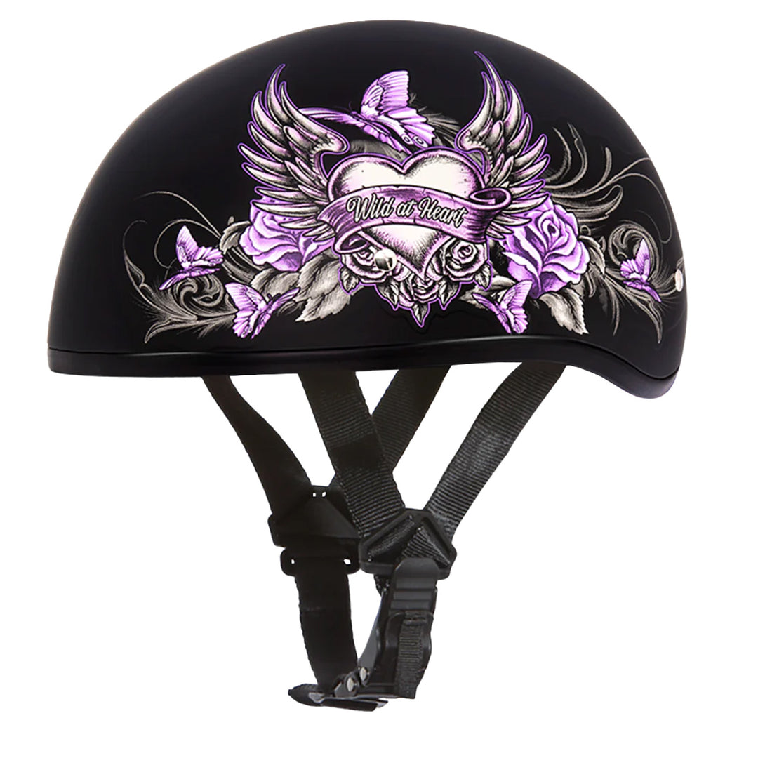 Daytona Helmets D.O.T. Skull Cap - Wild at Heart - Front Left Side View