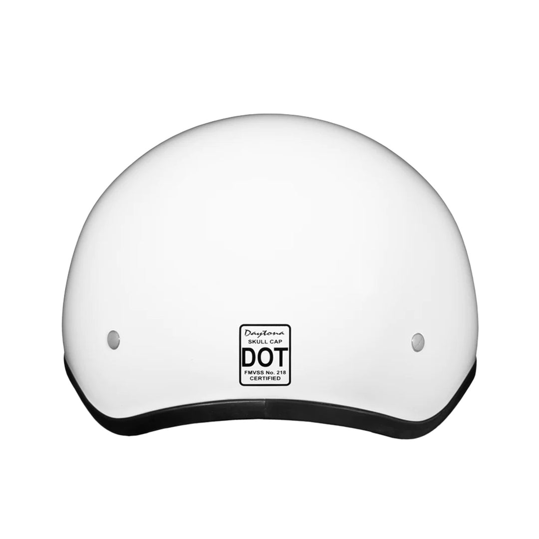 Daytona Helmets D.O.T. Skull Cap w/o Visor Gloss White - Rear View