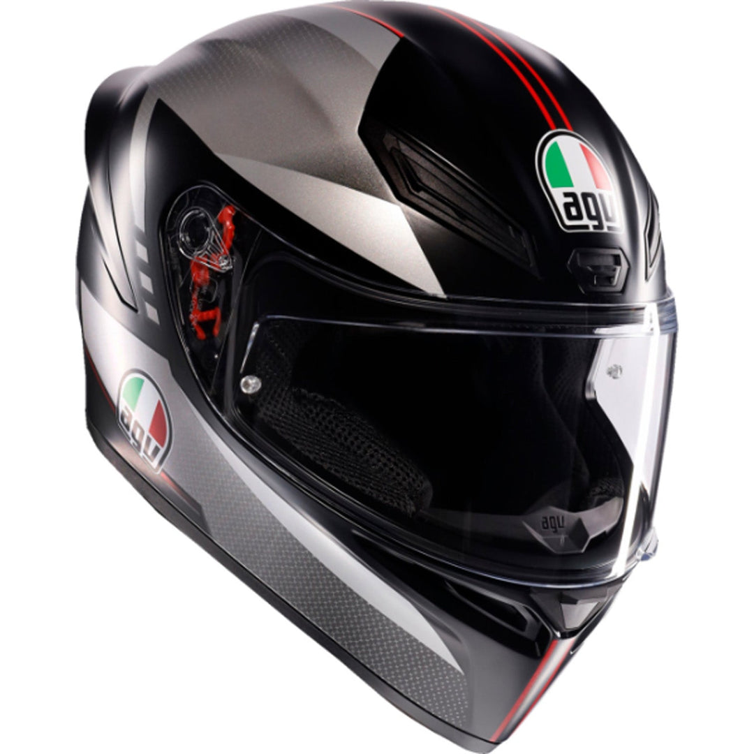 AGV K1 S Lap Helmet Matte Black/Gray/Red - Front Right Side View