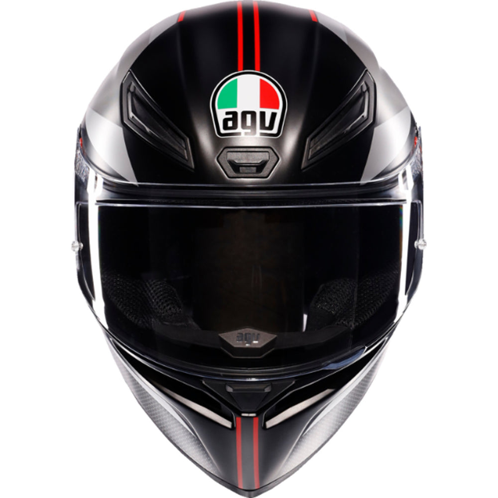 AGV K1 S Lap Helmet Matte Black/Gray/Red - Front View