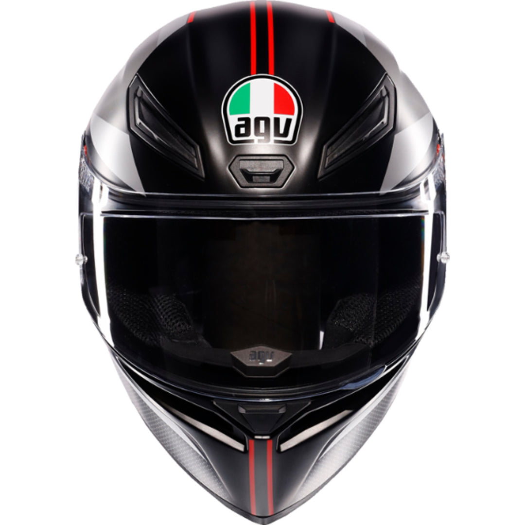 AGV K1 S Lap Helmet Matte Black/Gray/Red - Front View