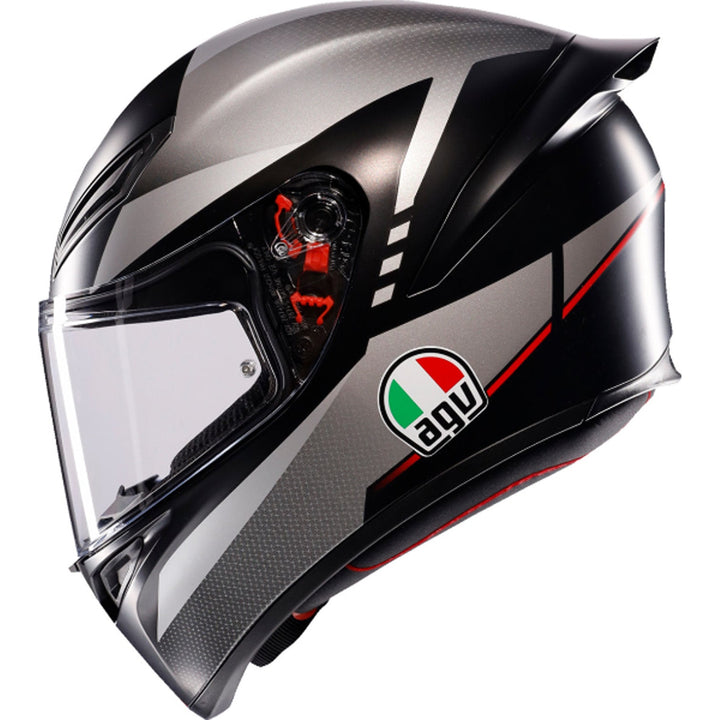 AGV K1 S Lap Helmet Matte Black/Gray/Red - Left Side View