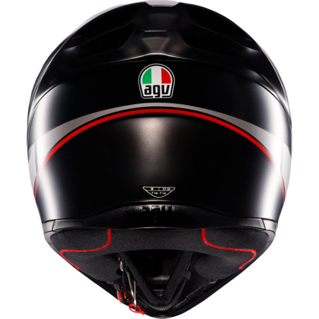 AGV K1 S Lap Helmet Matte Black/Gray/Red - Rear View