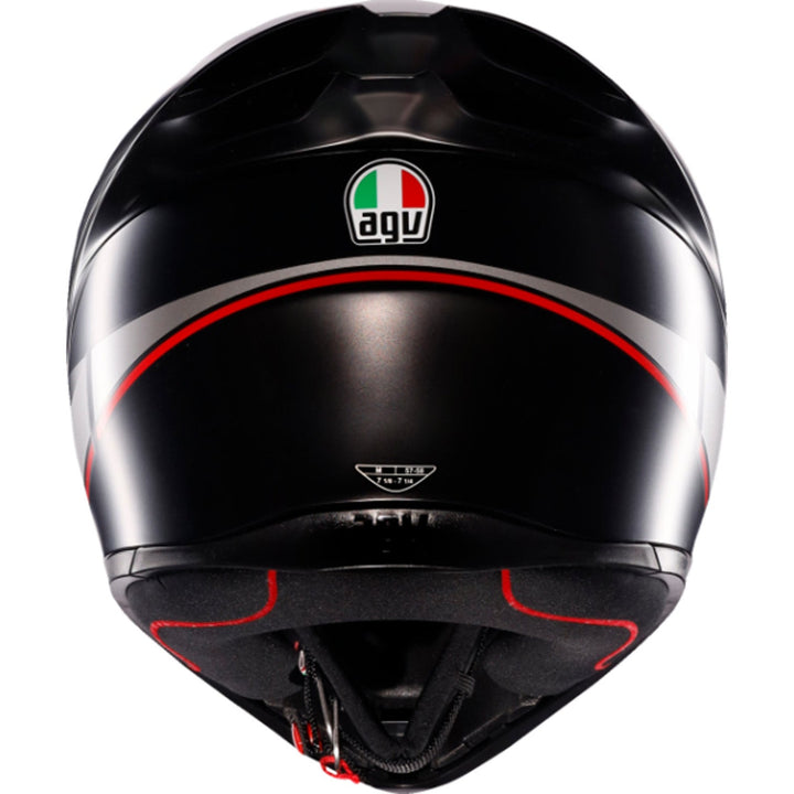 AGV K1 S Lap Helmet Matte Black/Gray/Red - Rear View