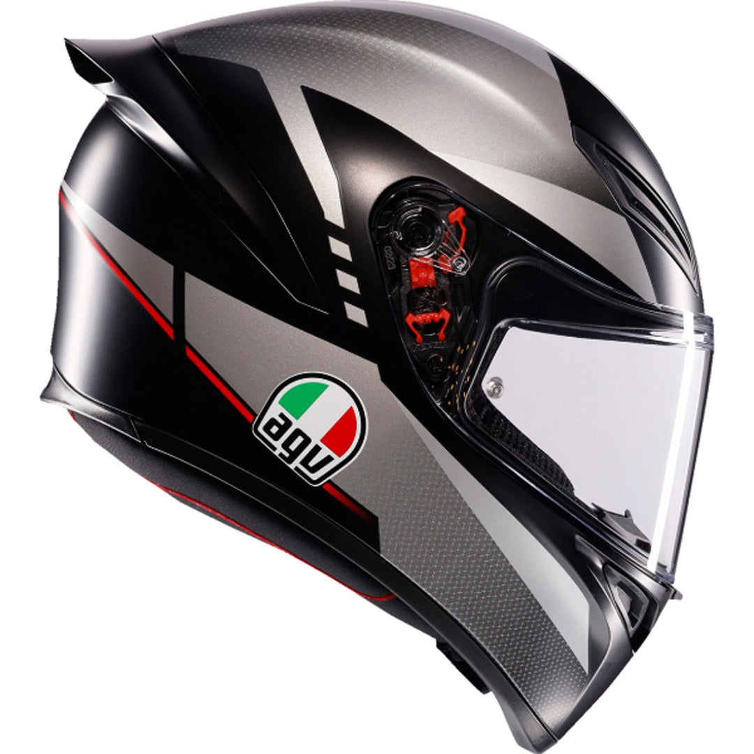 AGV K1 S Lap Helmet Matte Black/Gray/Red - Right Side View