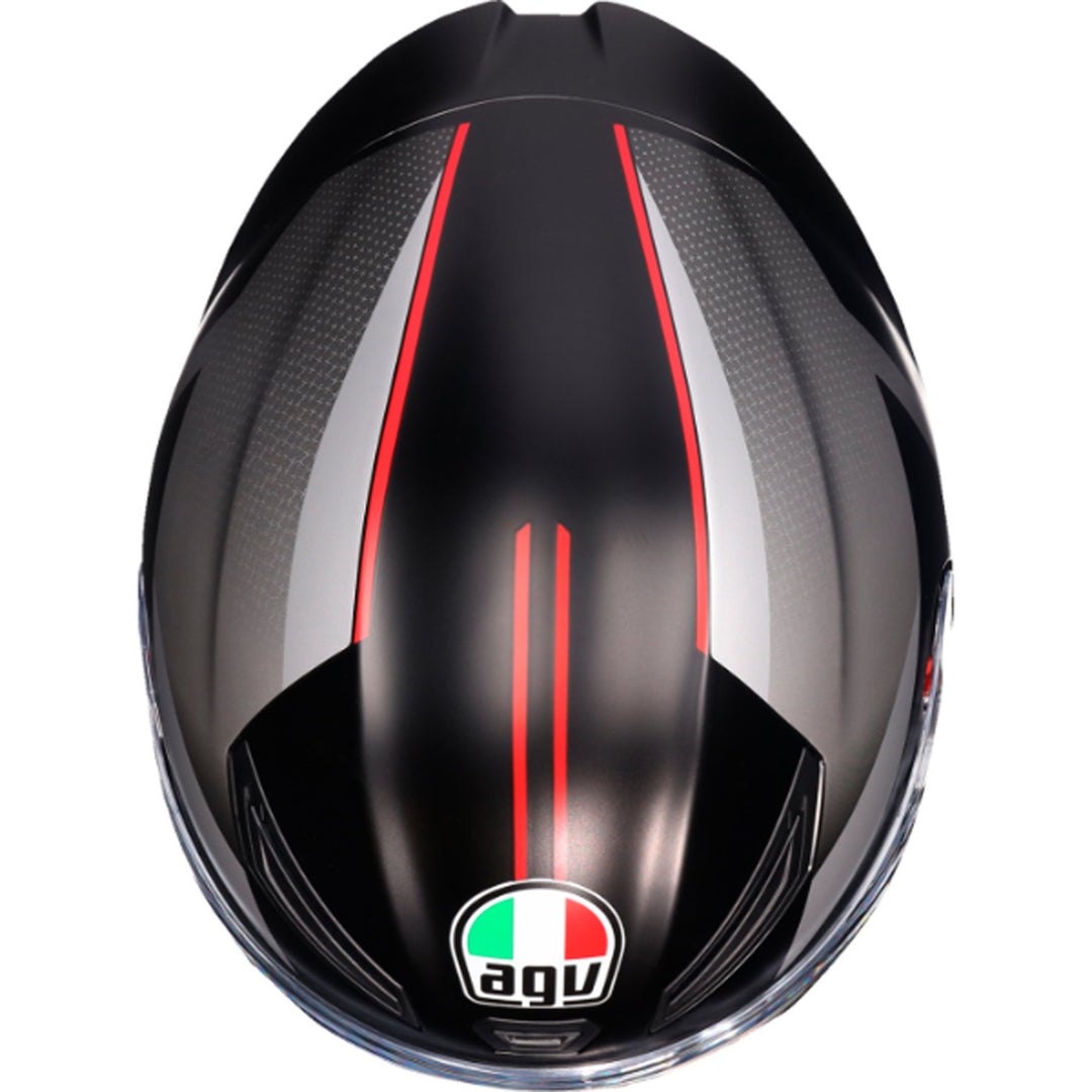 AGV K1 S Lap Helmet Matte Black/Gray/Red - Top Down View