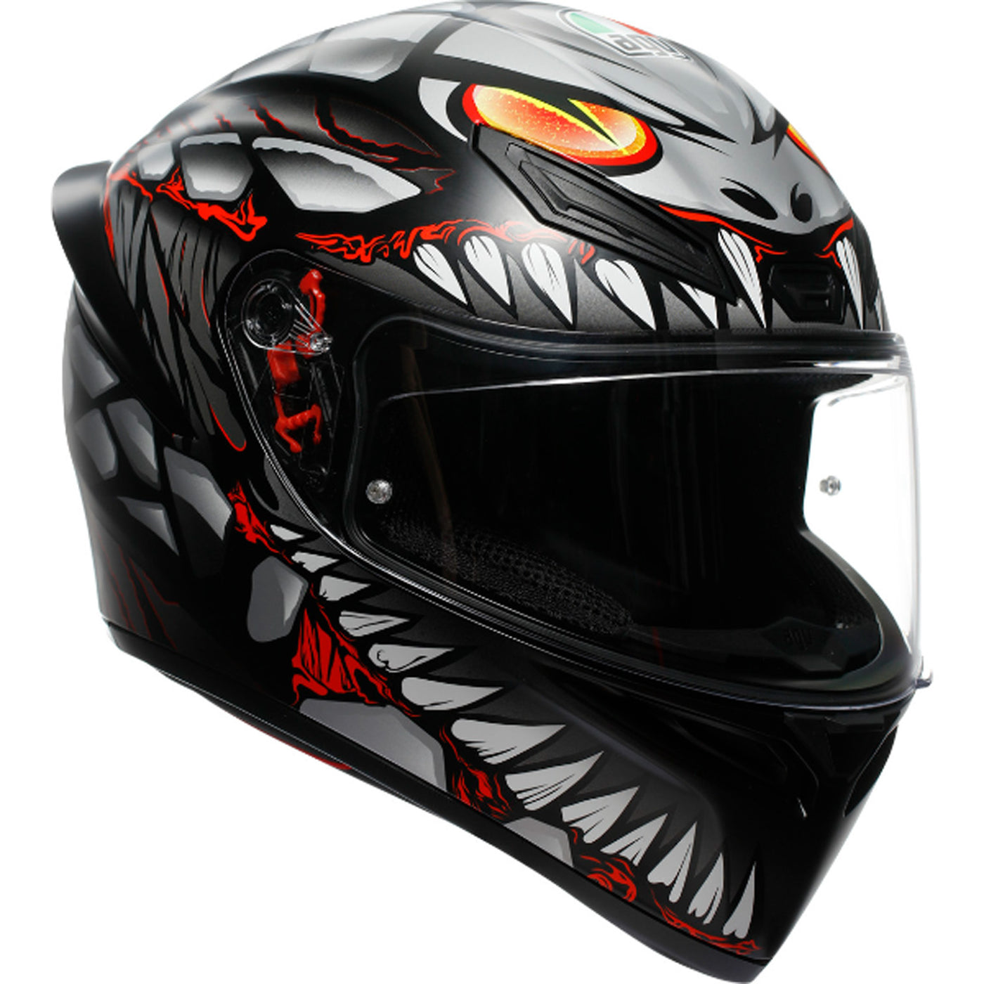 AGV K1 S Lyzard Helmet Black/Gray/Red - Front Right Side View